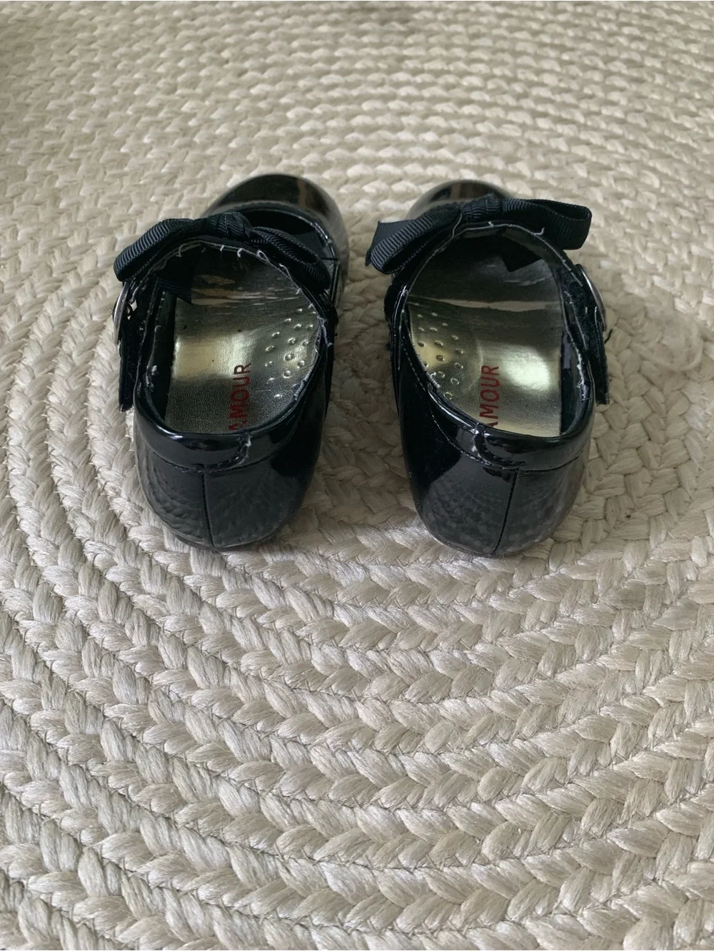 L’Amour Black Patent Kids Mary Jane Dress Shoes with Bow